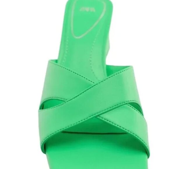 NWT ZARA MIDDLE HEEL WIDE SANDALS GREEN SIZE 8 | 3328/910/030 EU 38 US 7.5 - Picture 2 of 6